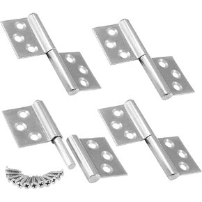 5 Inch Heavy Duty Lift Off Hinges, 304 Stainless Steel Detachable Door Hinge with 10 Mounting Countersunk Holes, Lift Off Hinges for Window Cabinet Door, Set of 4