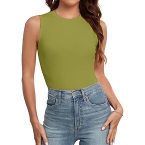 AUHEGN Tank Tops for Women Summer Sleeveless Racerback Casual Basic Ribbed Slim Fitted Shirts