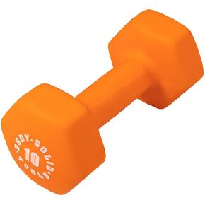 Body-Solid Tools (BSTND10PR) Neoprene Dumbbell for Weight and Aerobic Training, Pilates & Physical Therapy, Hand Weights Set for Women, Free Weights Hex End Dumbbells, Orange, 10lbs. Pair