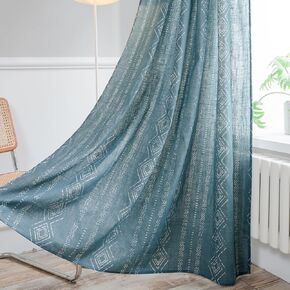ColorBird Boho Linen Curtains for Living Room,84 Inch Length Grey Bedroom Curtains,2 Panels Set Geometric Farmhouse Curtains,Vintage Light Filtering Window Treatment for Dining Room Doorway