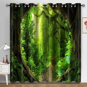 Aimego Floral Blackout Curtains for Home Bedroom - Room Darkening Curtains Spring Flowers Green Leaves Window Drapes Decor for Bedroom Living Room Grommet 2 Panel Set, 52"X63"