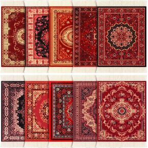 10 Pcs Rug Table Coasters Oriental Design Table Drink Holders, Fabric Carpet Drink Mats Fabric Elegant Carpets Vintage Coasters for Home Office Coffee Table Desk Bar Kitchen Dining (Classic)