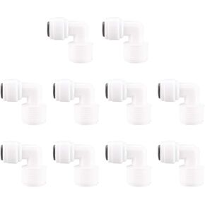 uxcell 3/8 Inch BSP Male To 1/4 Inch OD Elbow Quick Connect Water Purifiers Tube Fittings Push in To Tubing Hose Pipe Joint for RO Reverse Osmosis System 10pcs