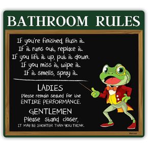 Venicor Frog Bathroom Decor Sign - 12 x 13 Inches - Aluminum - Cute Frog Gifts for Frog Lovers Women - Frog Tank Room Decorations Accessories Stuff