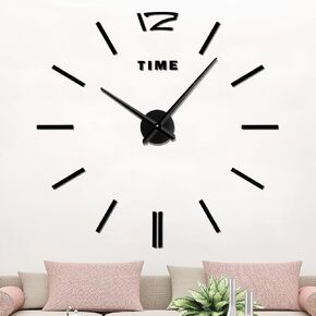 Large DIY Wall Clocks for Living Room Decor, Decorative Wall Clocks Battery Operated (Silver)