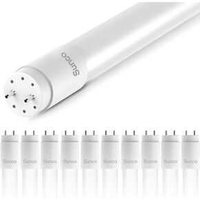 Sunco 10 Pack T8 LED Tubes 4FT Replacement for Fluorescent Bypass Ballast Plug & Play 20W 2400 LM 5000K Daylight Compatible Single Ended or Double Ended Hybrid Type A+B Frosted Lens ETL