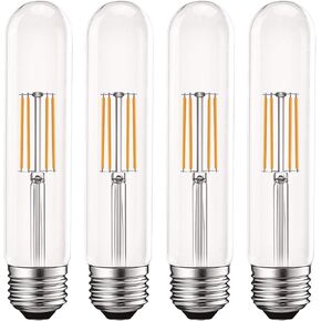 LUXRITE Vintage T9 LED Tube Light Bulbs 60W Equivalent, 2700K Warm White, 550 Lumens, Dimmable Edison Tubular Light Bulbs 5W, Clear Glass, LED Filament Bulb, UL Listed, E26 Standard Base (4 Pack)