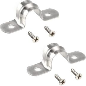 MroMax 10Pcs Rigid Pipe Strap 0.47" Tension Tube Clip Clamp 6.8 Grade 304 Stainless Steel Rigid Pipe Straps with 2 Holes Tube U Bracket Clamp Hanger 12mm Pipe Clamp Silver Tone