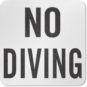 SmartSign “No Diving" Adhesive Pool Safety Marker/Sign, 4" Letter Height, 20 mil Laminated Vinyl with Anti-Skid Pebbled Surface, Black and White