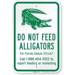 SmartSign "Do Not Feed Alligators" Official Florida Sign | 12" x 18" Aluminum