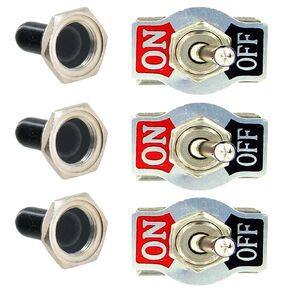 3 X Heavy Duty 20A 125V 15A 250V DPST 4 Terminal Pin ON/OFF Rocker Toggle Switch Flick Metal Waterproof Cap Knob