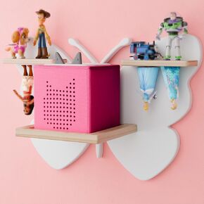 Butterfly Tonie Shelf for Tonie and Tonie Box - White Magnetic Tonie Wooden Floating Shelf for Tonie Storage, Cute Tonie Wall Shelf for 8-12 Tonie Figures,Tonie Box Shelf Wall Mounted for Kids in Saudi Arabia