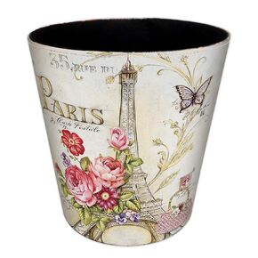 Lingxuinfo Scakbyer Waste Paper Bin, European British Style Tower Pattern Trash Can Wastebasket Garbage Can Without Lid Waste Bin for Kitchen Bathroom Bedroom (Tower Red Flower)