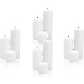 Royal Imports Unscented Pillar Candles 3 Inch Premium Wax White, 4 Sets (12 Candles - 4 of each 3x3, 3x6, 3x9) White Unscented Premium Wax for Wedding, Spa, Party, Birthday, Holiday, Bath, Home Decor