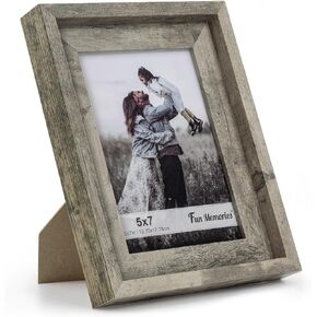 إطار صورة Fun Memories Rustic مقاس 11 × 14، إطار صورة خشبي مع مجموعة زجاج شبكي عالي الدقة، إطار خشبي بنمط المزرعة للتركيب على الحائط أو عرض الطاولة لملصقات الصور (أبيض متعثر)
