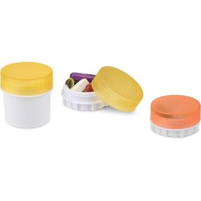 Portable Pill Box, Small Daily Pill and Vitamin 3 Containers, Attachable Case to Magnetic Calendar or Any Magnetic Surface, for Travel or Home Use