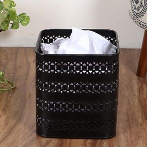 Ivory Mint Waste Basket in Metal | Trash Bin | Dustbin | Open Top Garbage Can for Bedroom, Living Room, Office, Study Room (8 x 8 x 8.5 Inch) Medium, White