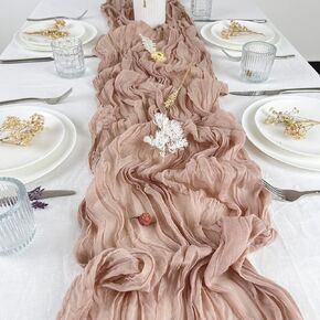 Cheesecloth Table Runner 35 x 134 Inch Long Gauze Boho Rustic Cheese Cloth Table Runner 11ft for Wedding Bridal Shower Summer Decoration (Lavender)