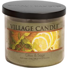 Village Candle Citrus & Sage Large Tumbler Glass Jar, Scented Candle, 19 oz., Green