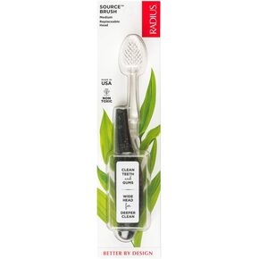 RADIUS Toothbrush Source Floss Brush BPA Free & ADA Accepted Improve Gum Health & Reduce Gum Issues - Medium - Starch - Pack of 1