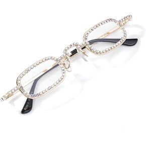 mincl Ultra light Square Rhinestone Bling Reading Glasses for Women Diamond Reader Blue Light Blocking Reading Glases