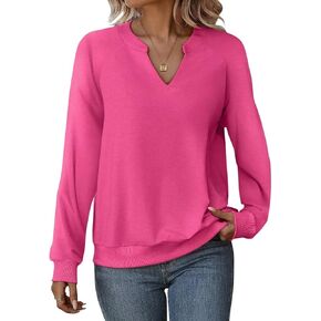 EADINVE Women Casual Long Sleeve V Neck Sweatshirts Cute Loose Fit Lightweight Pullover Tops in Saudi Arabia