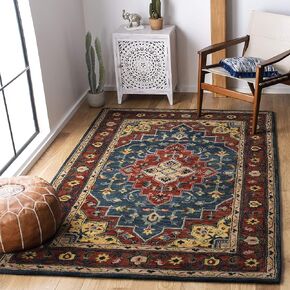 SAFAVIEH Heritage Collection Runner Rug - 2'3" x 8', Blue & Red, Handmade Traditional Oriental Wool, Ideal for High Traffic Areas in Living Room, Bedroom (HG923M)