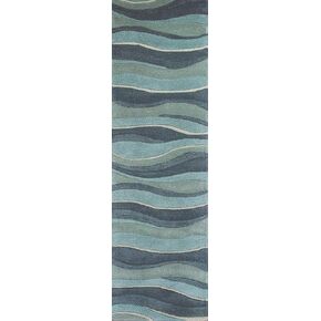NEW HOME Breeze Coastal Striped Hand-Tufted Area Rug - Ocean 2'3" x 7'6" Runner