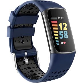 Sport Band Compatible with Fitbit Charge 5 Bands,Double Colors Fitbit Charge 5 Bands,Soft Silicone Band for Charge 5,Breathable Replacement Band for Charge 5 Bands Women Men