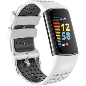 سوار رياضي متوافق مع Fitbit Charge 5 Bands، ألوان مزدوجة Fitbit Charge 5 Bands، سوار سيليكون ناعم للشحن 5، حزام بديل مسامي للشحن 5 فرق للنساء والرجال