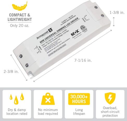 Armacost Lighting 860600 for LED Lighting, with Removable AC Cord, 60 Watt, White in Saudi Arabia