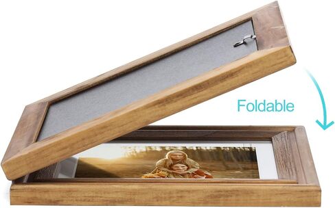 Horizontal 5X7 Picture Frames Double Hinged Wood Folding Photo Frames with Real Glass Front Fit for Desktop or Tabletop Display Pictures 4x6 with Mat or 5x7 Without Mat, Wood Grain XZON-H75X2 in Saudi Arabia