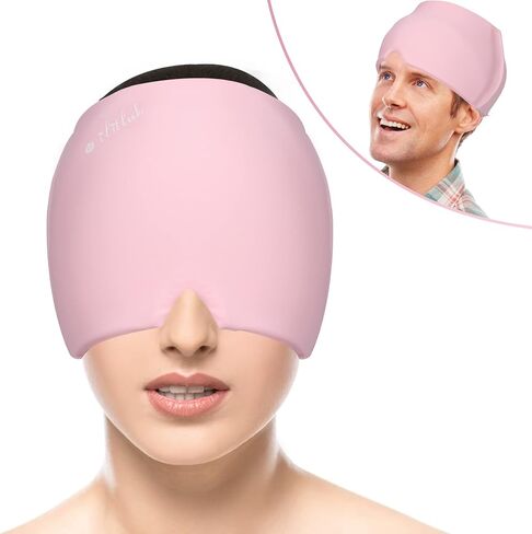 Gel Ice Headache Migraine Relief Hat Cap Hot and Cold Compress Therapy Stretchable Reusable Cold Gel Head Wrap Ice Pack Pad Mask for Tension, Sinus, Insomnia, Fever, Puffy Eyes, Hangover, Black in Saudi Arabia