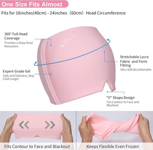 Gel Ice Headache Migraine Relief Hat Cap Hot and Cold Compress Therapy Stretchable Reusable Cold Gel Head Wrap Ice Pack Pad Mask for Tension, Sinus, Insomnia, Fever, Puffy Eyes, Hangover, Black in Saudi Arabia
