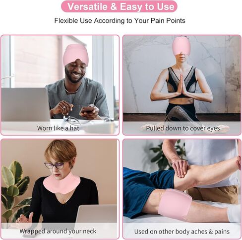 Gel Ice Headache Migraine Relief Hat Cap Hot and Cold Compress Therapy Stretchable Reusable Cold Gel Head Wrap Ice Pack Pad Mask for Tension, Sinus, Insomnia, Fever, Puffy Eyes, Hangover, Black in Saudi Arabia
