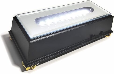 حامل عرض قاعدة إضاءة LED 16 لفن الزجاج الكريستالي ثلاثي الأبعاد، قاعدة عرض إضاءة LED، مصباح زينة لتزيين الغرفة - حامل مستطيل مضيء 6.5 بوصة أضواء بيضاء (أسود) in Kuwait