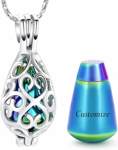 Cremation Urn Memorial Pendant Necklace with Hollow Urn Cremation Jewelry for Ashes Teardrop Keepsake Necklace Memorial Cremation Gift for Human Gift for Loss of Loved One in Saudi Arabia