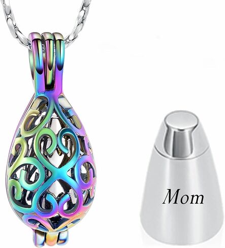 Cremation Urn Memorial Pendant Necklace with Hollow Urn Cremation Jewelry for Ashes Teardrop Keepsake Necklace Memorial Cremation Gift for Human Gift for Loss of Loved One in Saudi Arabia