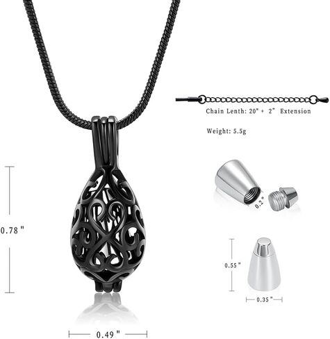Cremation Urn Memorial Pendant Necklace with Hollow Urn Cremation Jewelry for Ashes Teardrop Keepsake Necklace Memorial Cremation Gift for Human Gift for Loss of Loved One in Saudi Arabia