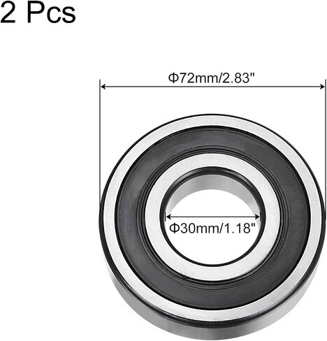 uxcell 6306-2RS Deep Groove Ball Bearing,2pcs 30 x 72 x 19mm C3 Double Rubber Sealed Chrome Steel Bearings,Black in Saudi Arabia