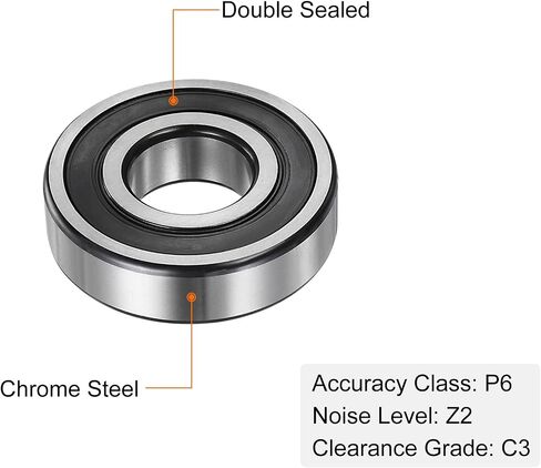 uxcell 6306-2RS Deep Groove Ball Bearing,2pcs 30 x 72 x 19mm C3 Double Rubber Sealed Chrome Steel Bearings,Black in Saudi Arabia