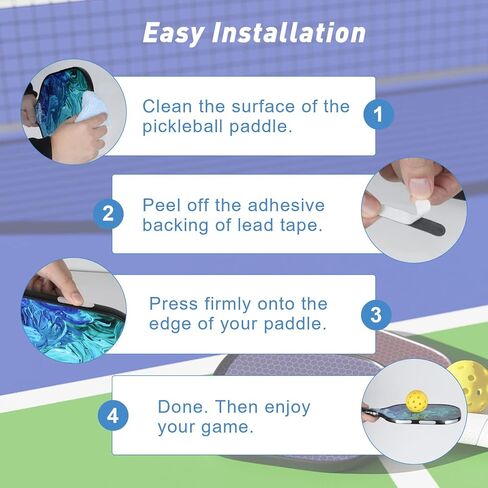 40 قطعة من شريط الرصاص بيكلبول، قضبان مرجحة 3 جرام مع شرائط وزن لاصقة لحماية حافة المجداف - تعزيز التحكم والقوة in Kuwait