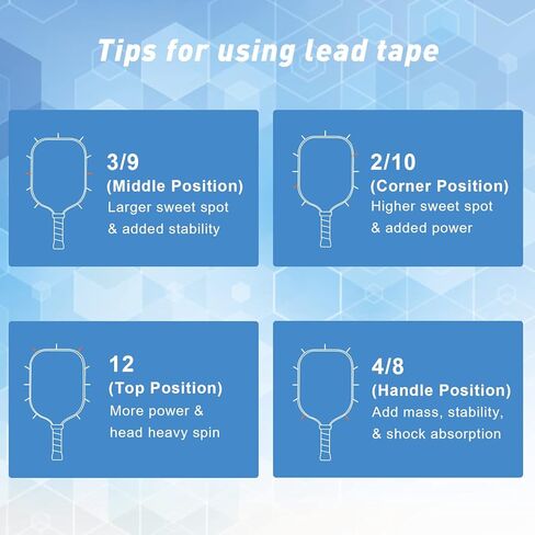 40 قطعة من شريط الرصاص بيكلبول، قضبان مرجحة 3 جرام مع شرائط وزن لاصقة لحماية حافة المجداف - تعزيز التحكم والقوة in Kuwait