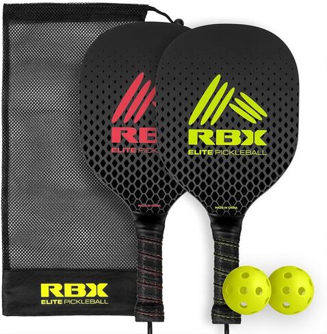 RBX Pickleball Set - (2) Premium Wooden Paddles, (2) X-40 Outdoor Balls, & Mesh Travel Bag - Outdoor Sport Games for Adults and Kids in Saudi Arabia