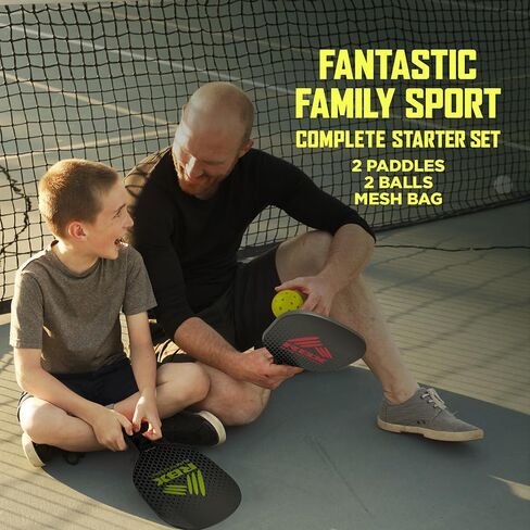 RBX Pickleball Set - (2) Premium Wooden Paddles, (2) X-40 Outdoor Balls, & Mesh Travel Bag - Outdoor Sport Games for Adults and Kids in Saudi Arabia