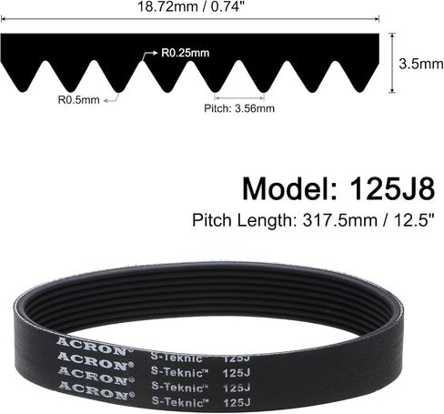 uxcell 250J8 PJ V-Ribbed Belt 8 Ribs 25" Length x 0.74" Width x 0.14" Thick, EPDM Poly V Belt, Industrial Transmission Serpentine Belt, 2pcs in Saudi Arabia