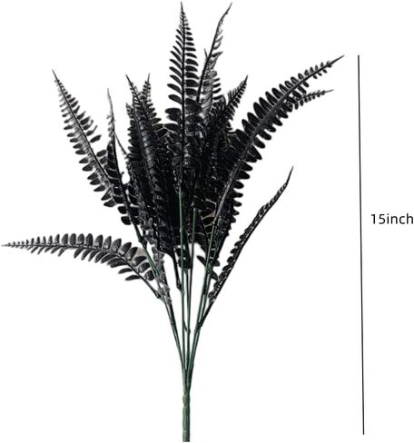 8 قطع 15 بوصة نبات سرخس بوسطن الاصطناعي، أوراق فارسية استوائية ينبع أوراق صناعية، أوراق سوداء لترتيب الزهور، قطعة مركزية للطاولة، أكاليل الزهور، الزفاف، خلفية المتجر، ديكور الهالوين in Kuwait