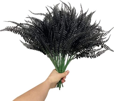 8 قطع 15 بوصة نبات سرخس بوسطن الاصطناعي، أوراق فارسية استوائية ينبع أوراق صناعية، أوراق سوداء لترتيب الزهور، قطعة مركزية للطاولة، أكاليل الزهور، الزفاف، خلفية المتجر، ديكور الهالوين in Kuwait