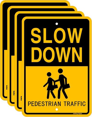 Joffreg Slow Down Pedestrian Traffic Sign,17 x12 Inches,Reflective Aluminum,UV Printed,Weather Resistant,Waterproof,Durable Ink,Easy to Mount,Outdoor Use(2 Pack) in Saudi Arabia