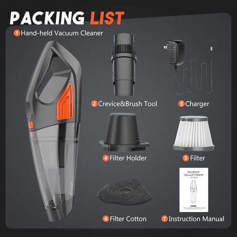 Handheld Vacuum Cordless Car Vacuum, Dust Buster Hand Vcauum Rechargeable with Large-Capacity Battery, Lightweight Rechargeable Powerful Portable Vacuum for Car, Home and Pet Hair in Saudi Arabia